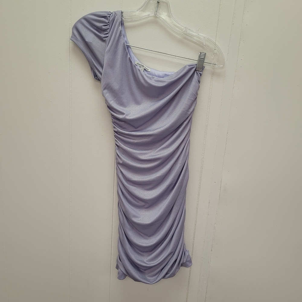 Charlotte Russe One Shoulder Ruched Metallic Dress